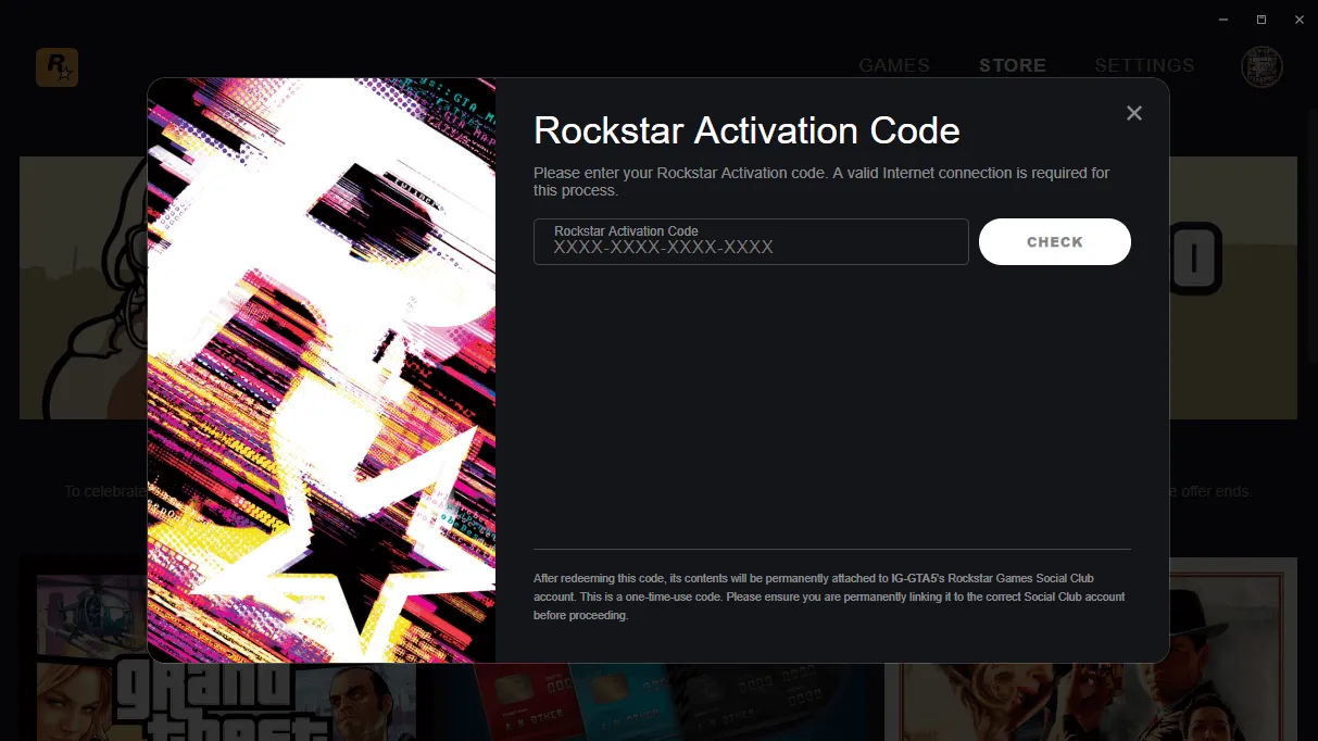 Ingresar código de Rockstar