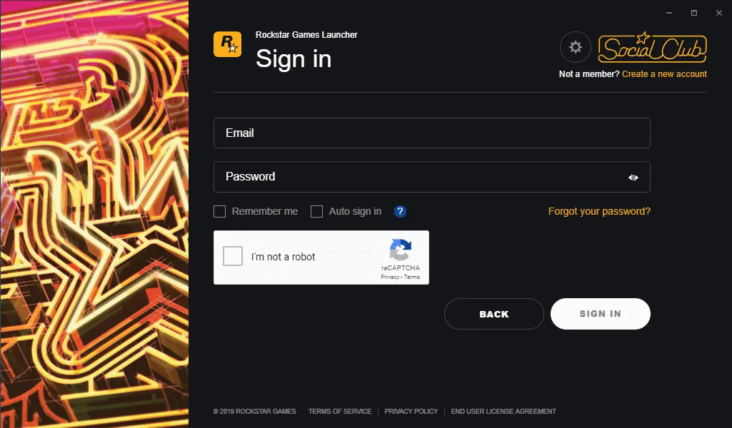 Iniciar sesión en Rockstar Games Launcher